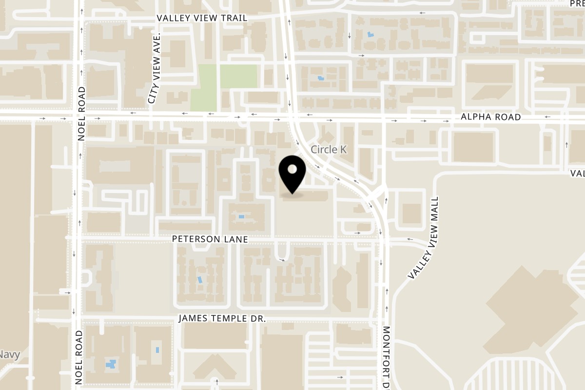 Map showing the location of HonduMaya Latin Cuisine on 13531 Montfort Dr Ste 109 in Dallas